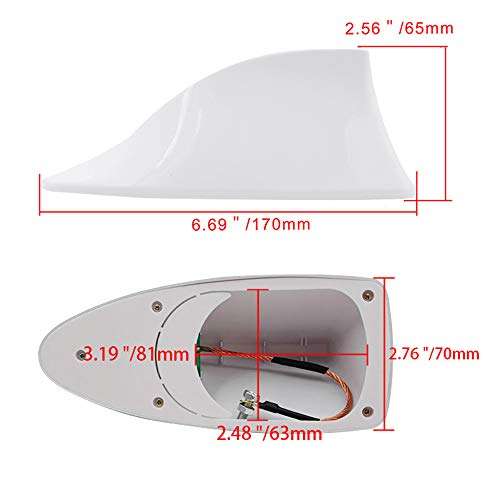 idain Car Roof Mounted AM/FM Radio Signal Antenna Shark Fin Aerial Universal Fit for Auto SUV Truck Van,White 5