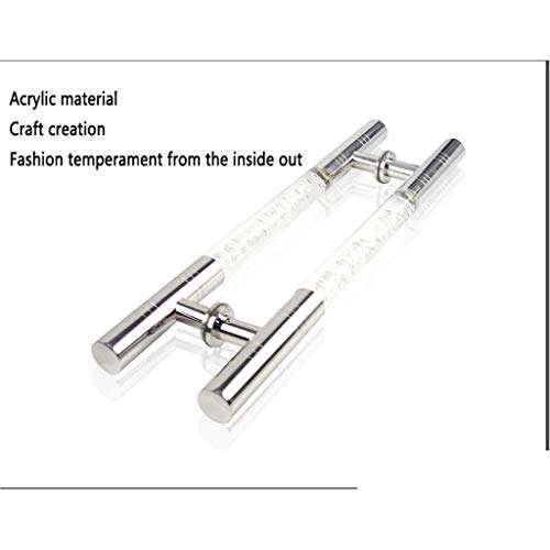 AWCPP Glass Door Handle, Stainless Steel Crystal Bathroom Store Hardware Accessories Door Handle Hole Spacing 400Mm,a 6