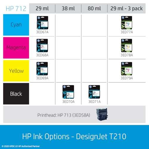 HP DesignJet T210 Large Format 24-inch Plotter Printer, Includes 2-Year Onsite Warranrty Support (8AG32T) - New Model 5