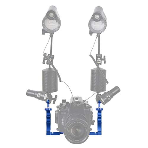 LUOKANG Camera Accessories Dual Handles Aluminium Alloy Tray Stabilizer for Underwater Camera Housings(Black) (Color : Blue) 3
