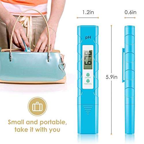 KANJJ-YU Water Quality Tester Digital PH Meter 0.01 PH High Accuracy Water Quality Tester with 0-14 PH Measurement Range for Household Drinking, Pool and Aquarium Water PH Tester Design 6