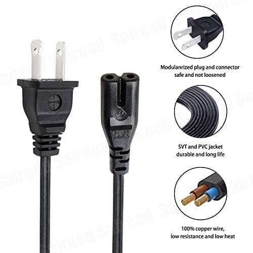 UL 2 Prong Power Cord for Canon Pixma TS9150 ts3122 TS8050 ts6220 ts5320 ts6320 TS8220 ts8320 ts8350 ts6350 ts5350 Printer AC Power Cord IEC C7 Extension Cable Replacement 3