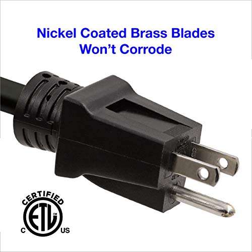 Clear Power 10 ft 3-Wire Heavy Duty Power Cord, Replacement Cord 14/3 SJT for for Power Tools and appliances, Black, 3 Prong Grounded Plug, DCIC-0007-DC 5
