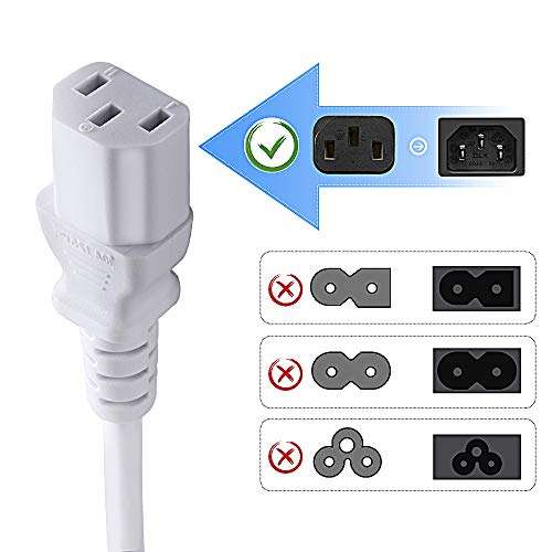 White Replacement Power Cord for Computer Monitor TV 3