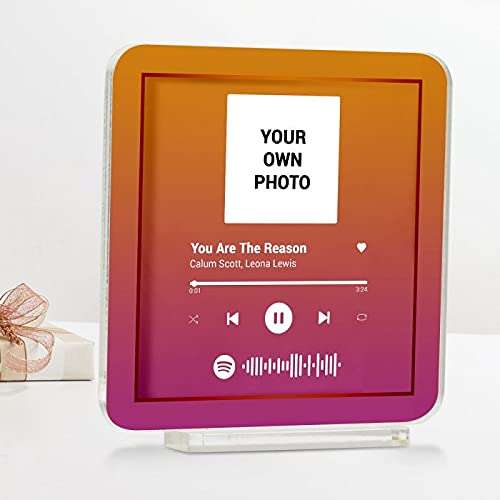 Giftcart Personalised Spotify Favourite Song Plaque Pink |Music Photo Plaque Scan Photo Spotify Plexiglas Personalized Song Album Display Gift 3
