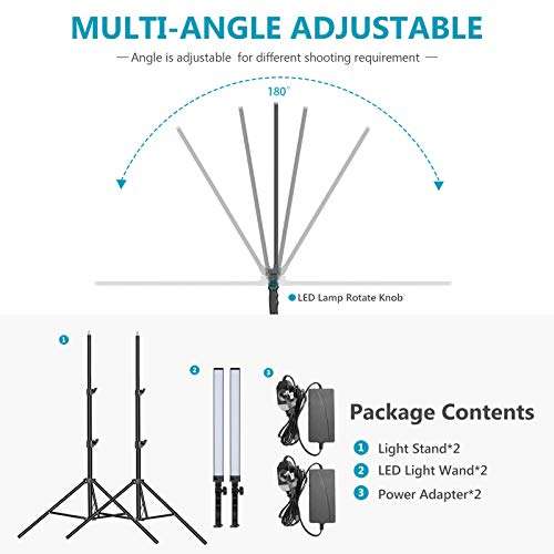 Neewer Photography Studio LED Lighting Kit: 5500K Dimmable Light with Light Stand Tripod for Photographic Video Fill Light, Film Lighting, Green Screen Lighting, Glamcor Lighting 4
