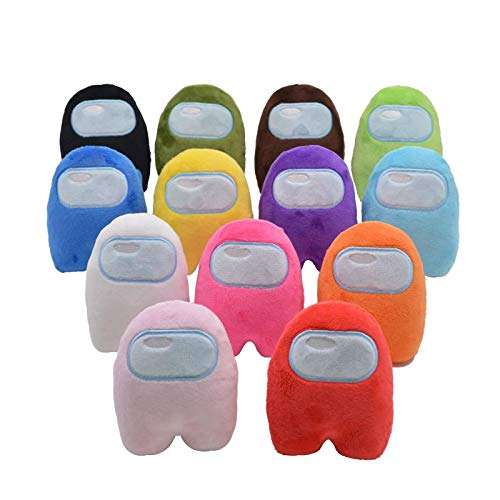 SIHUAN 12PCS Among Us Plush Stuff Animal Plushies Toys Merch Plushie Red White Blue Black Purple Green Pink Yellow Orange Plushies Toys Gifts for Game Fans Crewmate 2