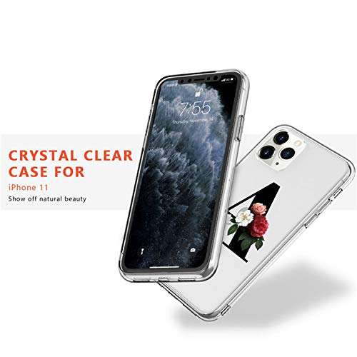 iPhone case xs Transparent Letter Flowers Phone Case for iPhone 11 11 Pro X XR XS Max 8 7 6 6s Plus A to Z Clear Soft TPU Back Cover-205-For iPhone 11Pro Max 4