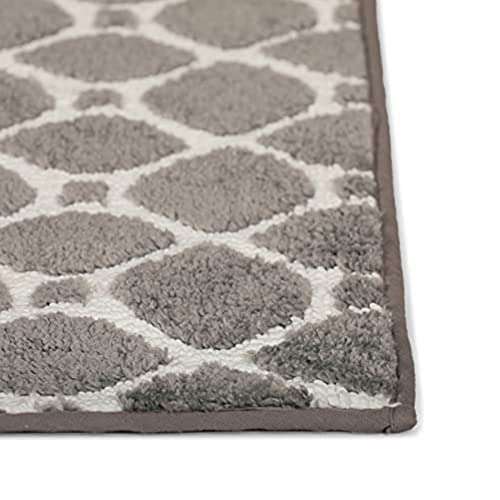 95 Threads Micro Knitted Bath/Trellis Soft Microfiber Fast Dry Water Absorbent Anti-Slip Bathmats Floormat Bathroom Rugs for Home & Hotel (Grey 17x24 Inch 3