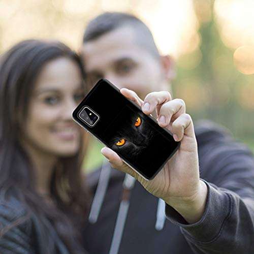 for Samsung A51 Wallet Case, Galaxy A51 5G Case, Dual Layer Hybrid Hard PC Back Cover & Soft Silicone Shockproof Protection Phone Cases with Credit Card Slot for Samsung Galaxy A51, Black Cat Eyes 5