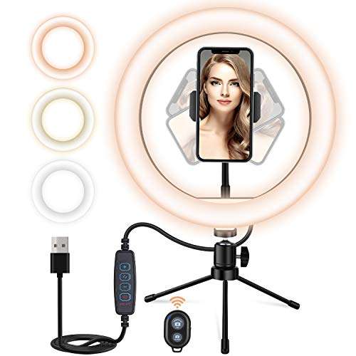 Selfie Ring Light LED Phone with Tripod Stand, 10.2 Dimmable LED Makeup Beauty Ringlight for YouTube Video/Photography/Tiktok (18 Small) 2