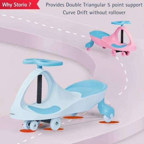Storio Boomer Kids Magic Swing Car Twister Ride On | Toy Car with PU Wheels | Toy Car for 3 to 5 Years | Push Ride on Baby Car,100 Kg Capacity | Birthday Gift for Kids Boys and Girls - Blue 5