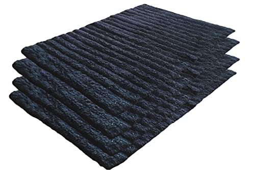 AJS Living Cotton Ribbed/ Stockinette Stitch Design Anti Slip Bath Mat Rug for Living Room/ Home Entrances Bathmat, Grape - Dark Purple, 72 x 50 cm, Set of 4 2