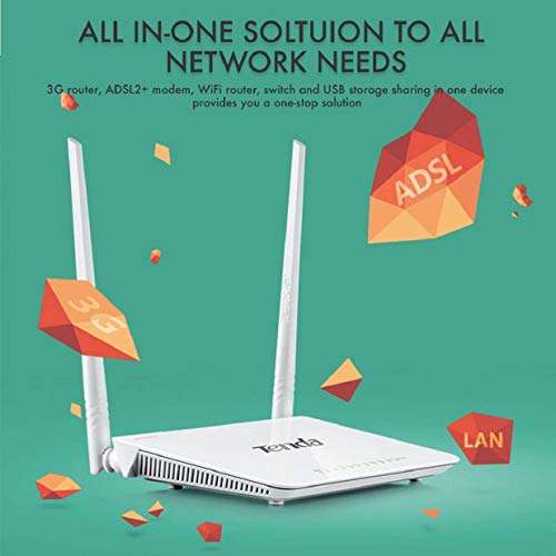 Tenda D303 Wireless N300 ADSL2+/3G Modem Router (All in One),White 4