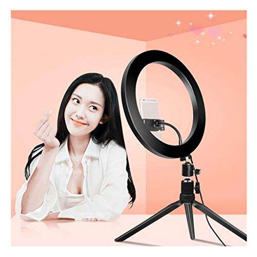Anyren 10inch LED Ring Fill Light Selfie Ringlight with Tripod Stand, Dimmable Table Camera Makeup Light for Live Stream Video, Built-in Phone Holder 2