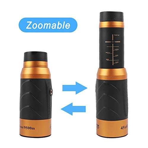 ALLWIN 45X60 HD Monocular Telescope, Zoomable BAK4 Telescope Phone Binoculars Micro Night Vision Telescope with Smartphone Holder Tripod for Hunting Camping Trip Travelling Bird Watching 3