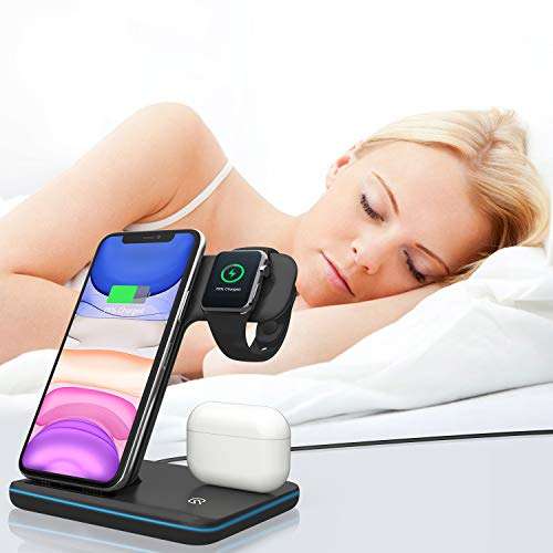 Wireless Charger,ZHIKE 3 in 1 Fast Charging Station Compatible with Apple Watch 7/SE/6/5/4/3/2,AirPods 3/Pro/2/1,Charging Stand for iPhone 13/Pro/Pro Max/12/11/X/Xs Max/8/8 Plus and Samsung Phones 6