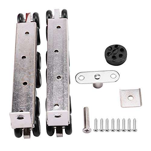 NINGWANG 1 Pair/Set Cold Rolled Steel Sliding Wooden Door Closet Hardware Kit Door Wheels Roller 12 Wheels Hangers Roller 5