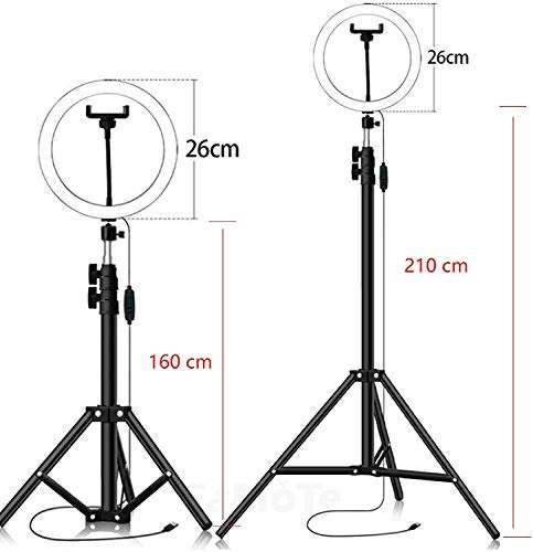 Hayfive Flashes Makeup Tripod Light, for Mobile Phone Phone Holder Stand Beauty 10 Inch 26cm Ring Flash Video Live Led Ring Light Lamp Photograph 8inch50cm Ringlight Flashes (Color : 6inch50cm) 5