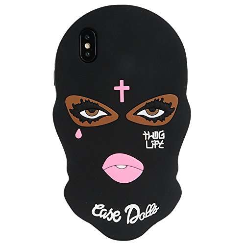 iPhone X Case, Miniko(TM) Thug Life 3D Cute Unique Cartoon Big Eyes Woman Face Masked Teared Girl Jesus Christian Cross Coque Soft Silicone Gel Case Cover for Apple iPhone X 4