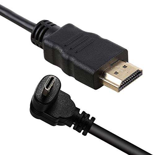 Xiwai Up Angled 90 Degree Micro HDMI to HDMI Male HDTV Cable for Cell Phone & Tablet & Camera 3