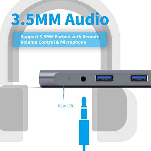 USB C Hub,5 in 1 USB-C Hub with 60W PD Charging Port Type-c to 4K HD -Compatible USB3.0 USB 2.0 Adapter 6