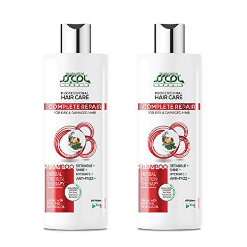 SSCPL Herbals Complete Hair Repair Shampoo for Dry & Damaged Hair with Keratin, Shea Butter, Rosemary & Moringa Oil - 200 ml (Pack of 2) 2