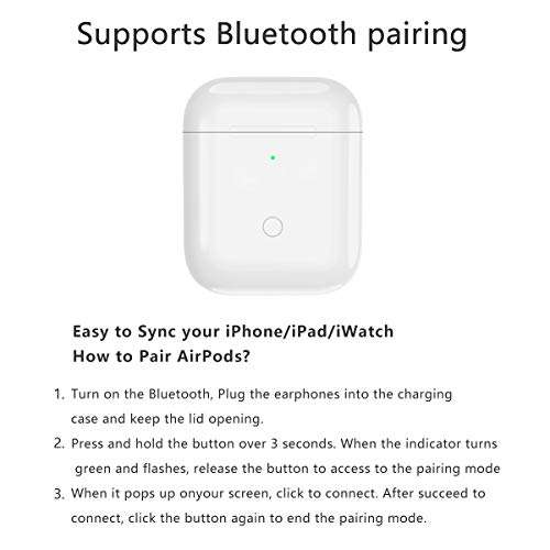Charging Case Compatible with Airpod 1 & Airpod 2,with Sync Bluetooth Pairing Button,Charging Case Only(White) 5