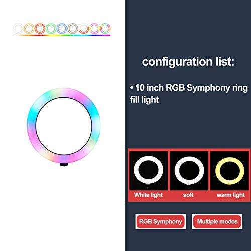 Ring Light Tripod Studio Ring Lamps Dimmable Big Stand 10inch RGB Selfie LED Selfie Light for YouTube Tiktok Makeup Ringlight-Style 1 4