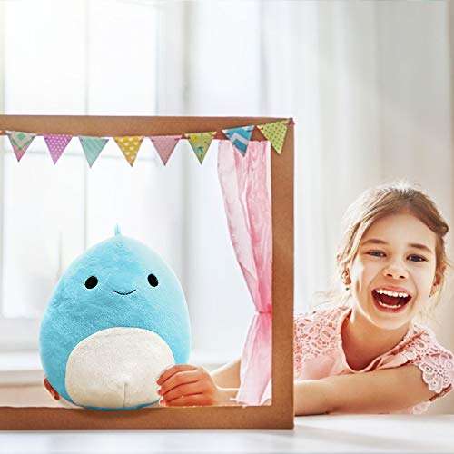 Kexle 3D Dinosaur Plush Toy Pillow, Stuffed Animals Plush Toys Toddler Dinosaur Doll Plushies for Boys Girls Small Stuffed Animal Decorations for Kids, Soft Lumbar Back Cushion (Blue-25CM) 4