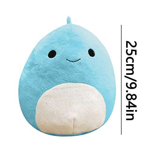 Kexle 3D Dinosaur Plush Toy Pillow, Stuffed Animals Plush Toys Toddler Dinosaur Doll Plushies for Boys Girls Small Stuffed Animal Decorations for Kids, Soft Lumbar Back Cushion (Blue-25CM) 3