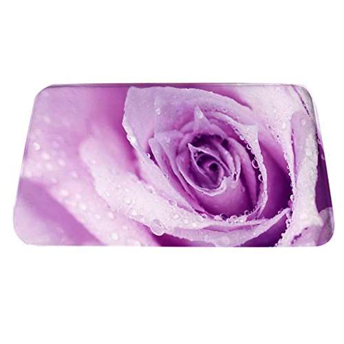 Elegant Essence Kitchen Floor Mat Comfort Anti Slip Flannel Indoor Bahroom Rug Purple Rose 2