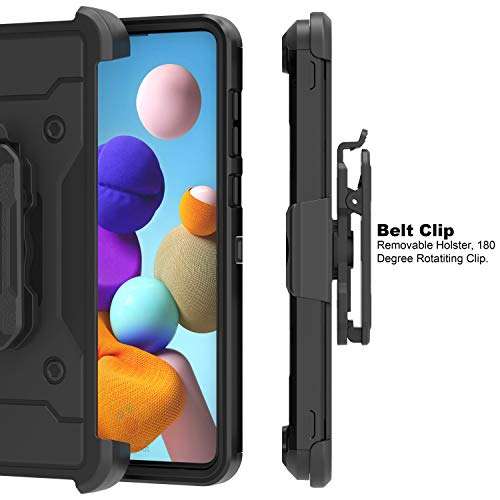 TurtleArmor | Compatible with Samsung Galaxy A21 Case (2020) | A215 [Armor Pro] Full Body Protection Armor Hybrid Kickstand Rugged Cover Holster Belt Clip Case - Classic Game Controller 6