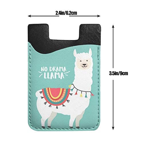 No Drama Llama Phone Card Holder, Stick-on ID Credit Card Wallet Phone Case Pouch Sleeve Pocket for iPhone, Android and All Smartphones 5