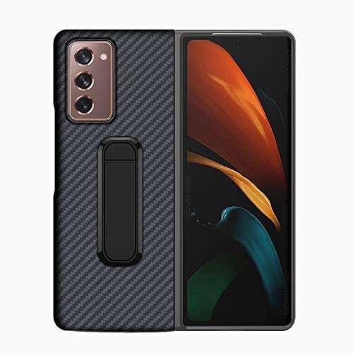 Compatible for Samsung Galaxy Z Fold 2 Case,Original Ultra Thin Real Carbon Holder Stand Back Bumper Cover for Samsung Z Fold2 5G 4