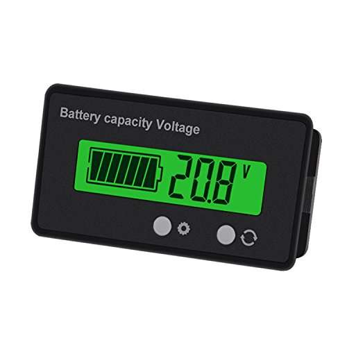 LCD 6-63V Battery Capacity Monitor Gauge Meter,Voltage Capacity Percent Meter Battery Indicator, DC 12V/24V/36V/48V Monitor Green Backlight for Lithium Batteries and Lead-acid Batteries 3