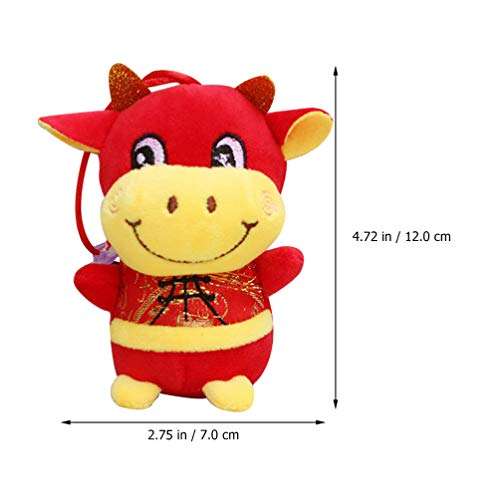 VALICLUD Plush Cow Doll Stuffed Animal Toy Cow Plush Pillow Farm Animals Car Pendant Chinese New Year Ox Ornament with Chinese Costume for Spring Festival Birthday Kids Toddler Favor 5