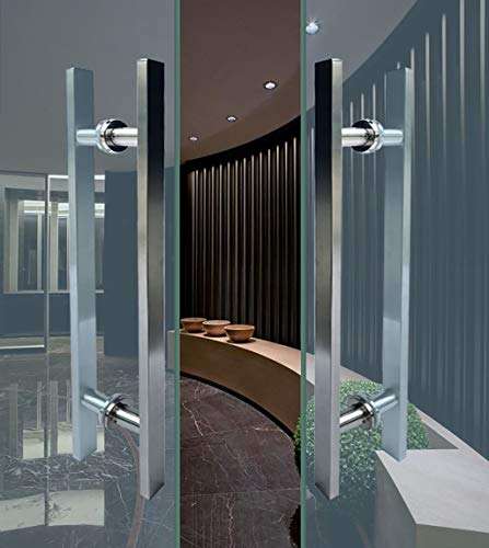 JF-Handrails Heavy Duty Stainless Steel Square Tube Office Glass Door Handle/Wooden Door Handle/Push-Pull Door Handle - Gray, 8 Sizes (Size : 800╫600mm) 5