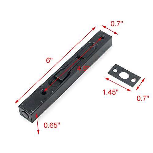Geesatis Black Flush Bolt Latch Stainless Steel Door Flush Bolt Double Latch Flush Bolt Guide Security Concealed Door Lock for Wood Doors French Doors, with Mounting Screws, Length 6 Inch 3