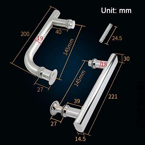 CFYP Shower Door Handle, Silver Stainless Steel Flat Tube Handle European Style Square Tube Retro Glass Door Handle (Size : Hole spacing 145mm) 3