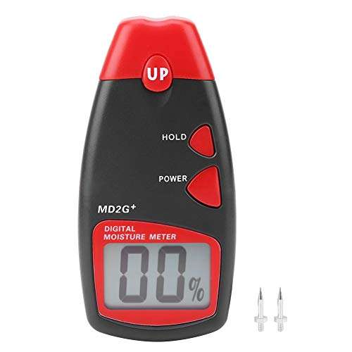 Moisture Meter, Walfront MD2G+ Handheld LCD Display Digital Moisture Meter Wood Bamboo Cotton Tobacco Paper Humidity Moisture Content Tester with 2 Replace Pin&Manual 2