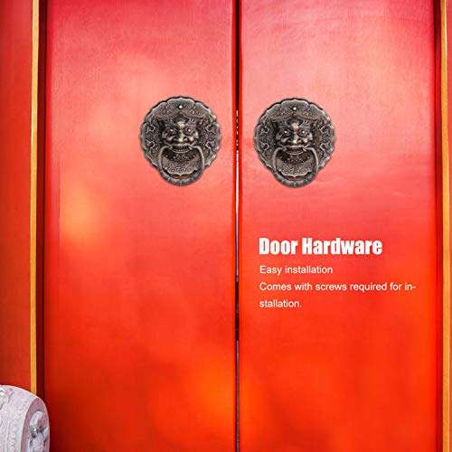 Door Handle?Antique Brass Chinese Style Animal Beast Head Double Door Pull Handle Hardware Fitting Door Accessory for Handle Home Decoration 4