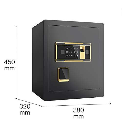 CLIng Electronic Security Safe Box 45CM Household Small Intelligent Voice Anti-Theft Safe Fingerprint Password Key Safe Deposit Box for Office Hotel Cash Jewelry Passports(Black) 6