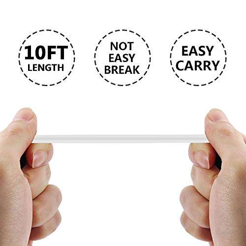 10Ft USB Power Charge Cable Long White for Ultimate Ears UE Wireless Charging Dock, Boom 3, MEGABOOM 3, Blast, MEGABLAST Roll & Mini Boom Speaker Charger Micro USB Charging Cable UE Boom Charger Cord 6