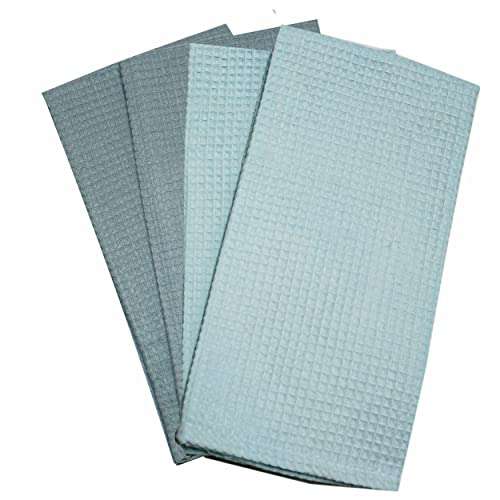 Amazon brand - Umi Classic Waffle Kitchen Dish Towels(15"x25",4-Pack, Turquoise&Light Blue) 2