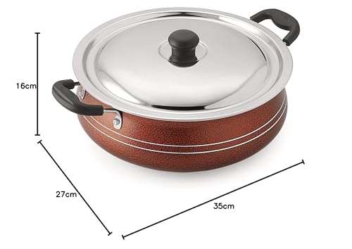Sonu Elite Series IB Gravy Pots, Non-Stick cookware, Induction Base, Even Heat Distribution, Strong Handles, Thickness - 2.6 MM (Elite Series - IB Gravy Pot, Capacity - 4900 ML) 6