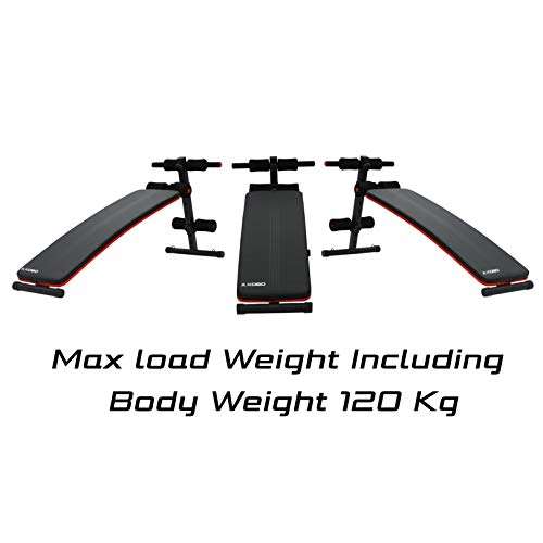 Kobo Imported Abdominal Exercise Sit Up Bench for Home Gym - Black/Red 5