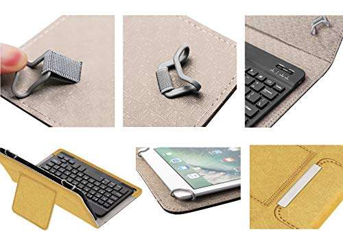 Acm Wireless Bluetooth Keyboard Case Compatible with Apple Ipad Mini (2019) Tablet Flip Cover Stand Study Gaming Gold 6
