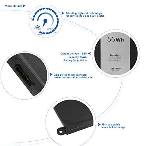 ANTIEE 56Wh 33YDH Laptop Battery for Dell Inspiron 15 7577 17 7000 7773 7778 7779 7786 G3 3579 3779 G5 5587 G7 7588 Latitude 3380 3490 3580 3590 Vostro 7570 7580 Series 99NF2 PVHT1 81PF3 15.2V 3500mAh 3