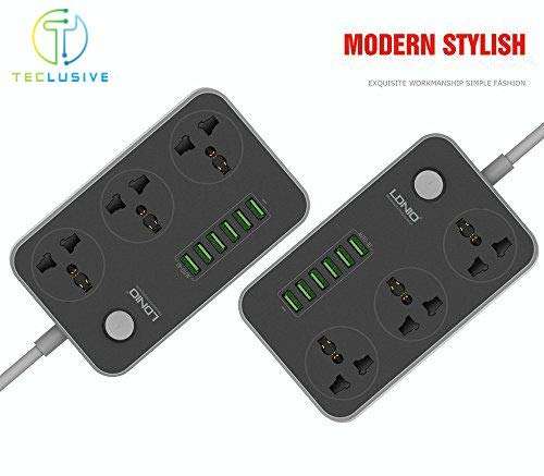 T TECLUSIVE 250 Volts Smart 10A Power Strip with USB || 4 Power Socket Extension with 4 USB Ports and 5 ft Length Power Cord || 18W USB QC Fast Charging Port (White) 3
